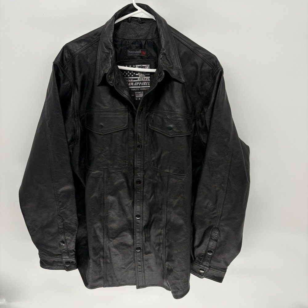 Vintage Bikers Dream Apparel Leather Button Snap Jacket Motorcycle USA Men L